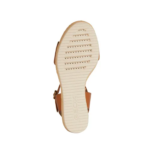 Sandales Compensées Geox Cuir Brun