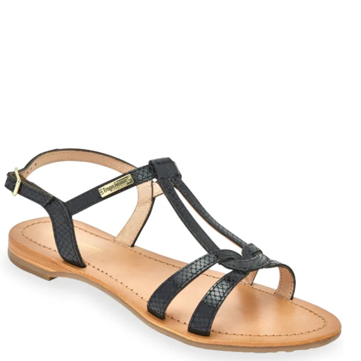 Les Tropéziennes Flache Sandalen Leder Schwarz