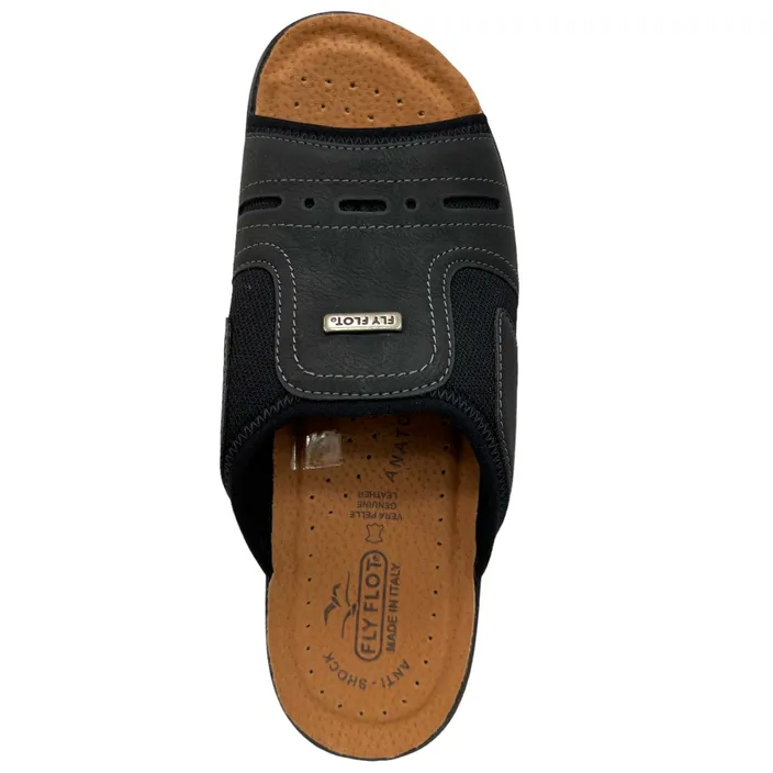 Fly Flot Pantoffels Zwart Leder