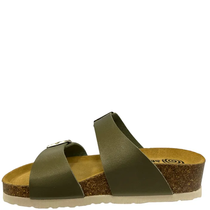 Mules Brinkmann Vert à Talon Compensé