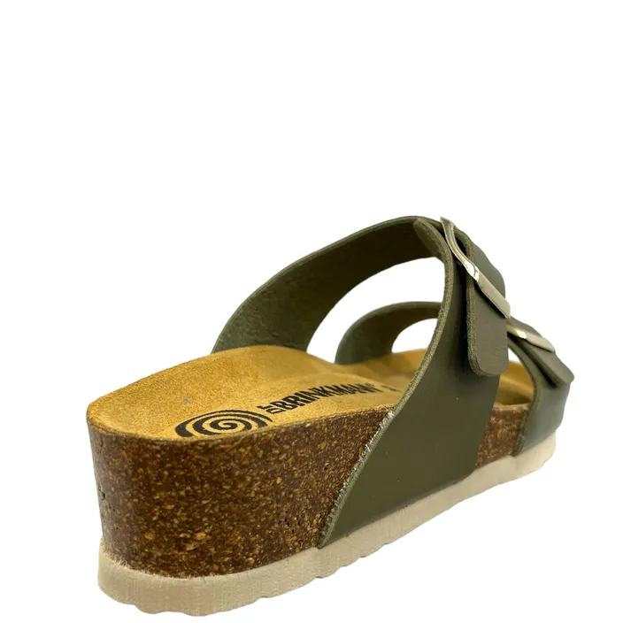 Mules Brinkmann Vert à Talon Compensé