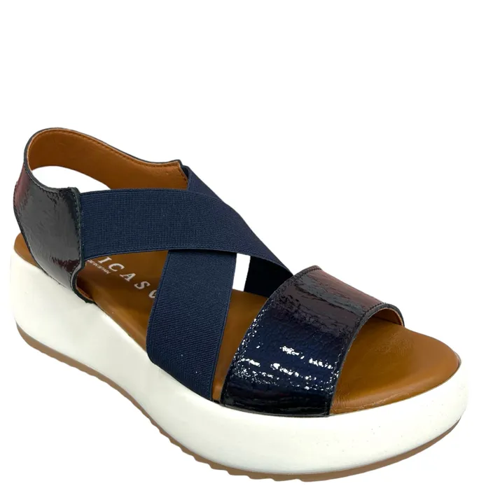 Sandales compensées D'Chicas Bleu Cuir