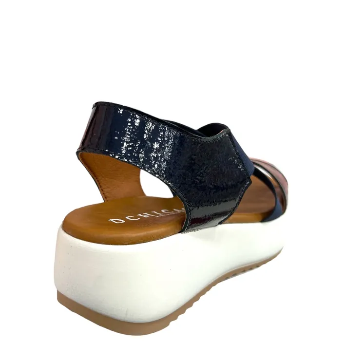 Sandales compensées D'Chicas Bleu Cuir