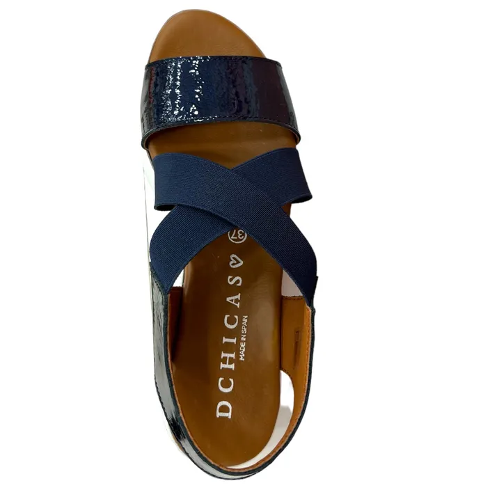 Sandales compensées D'Chicas Bleu Cuir