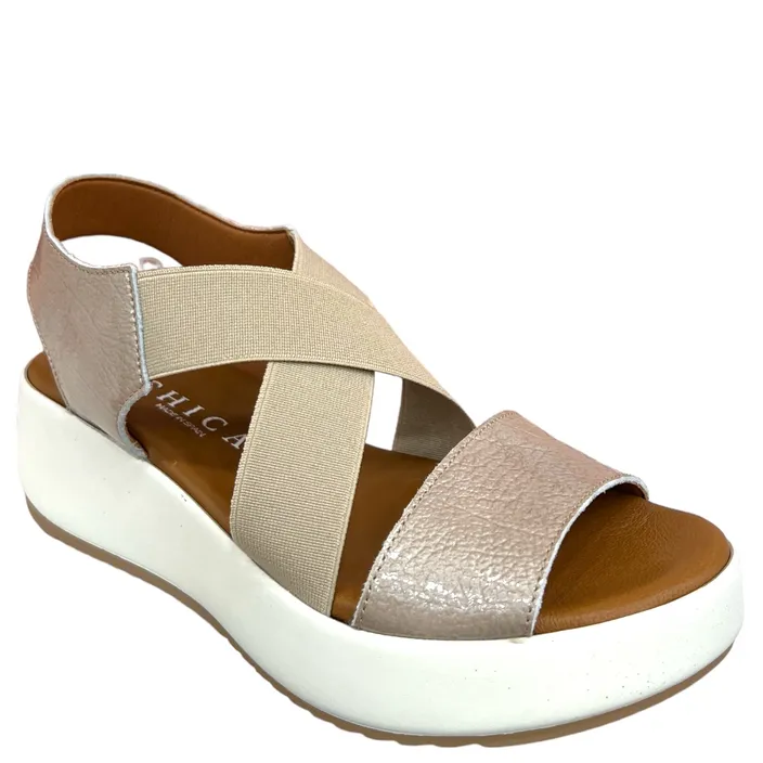 D'Chicas Wedge Sandalen Leder Taupe
