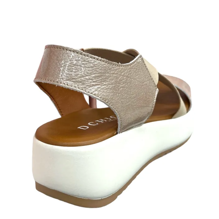 D'Chicas Wedge Sandalen Leder Taupe