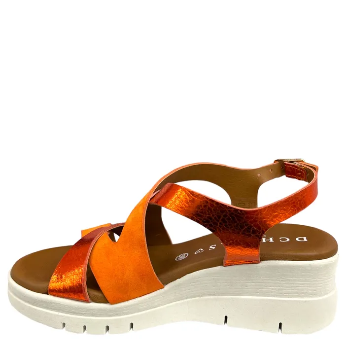 Sandales compensées D'Chicas cuir orange