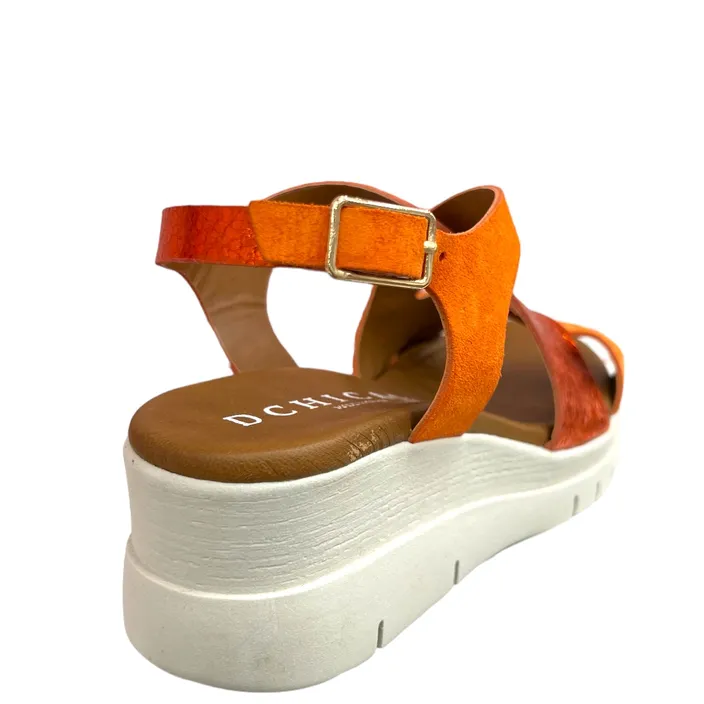 Sandales compensées D'Chicas cuir orange