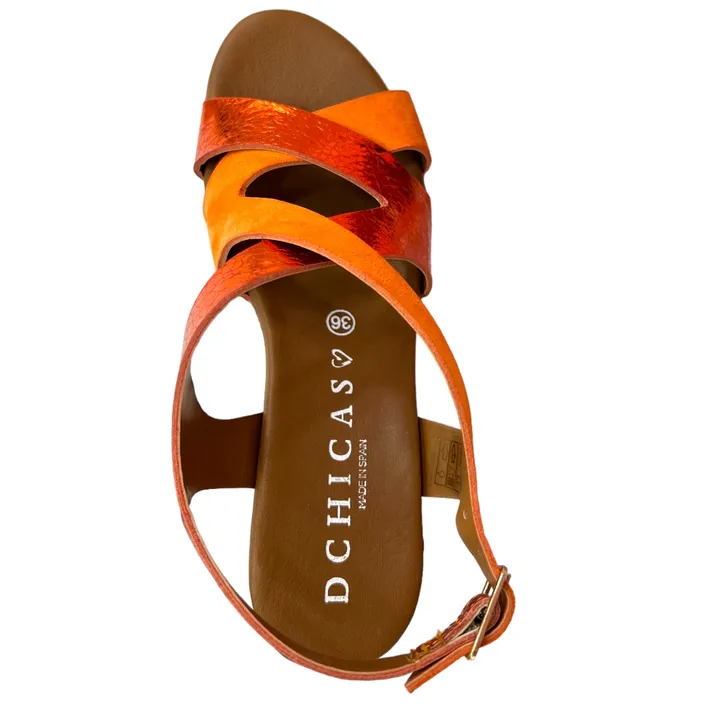 Sandales compensées D'Chicas cuir orange