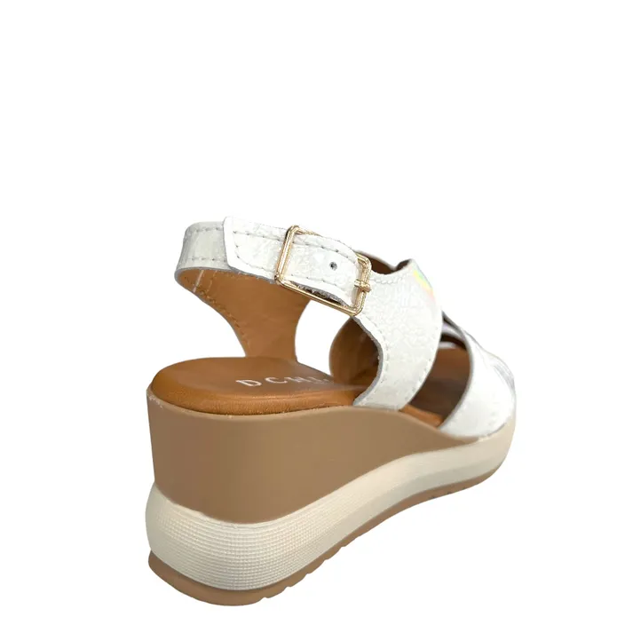 Sandales Compensées D'Chicas Cuir Blanc