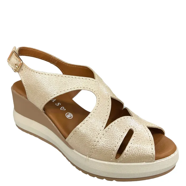 Keilabsatz Leder D'Chicas Beige