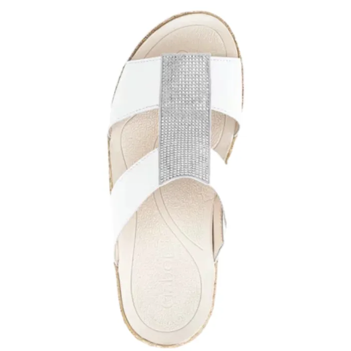 Gabor Leather White Mules Wedge