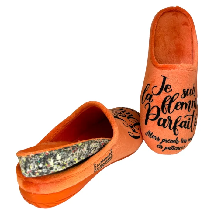 Mule Humour Pantoufles Orange Textile