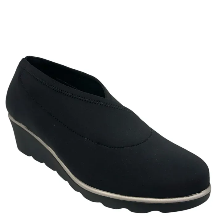 D'Chicas Wedge Shoes Black Textile