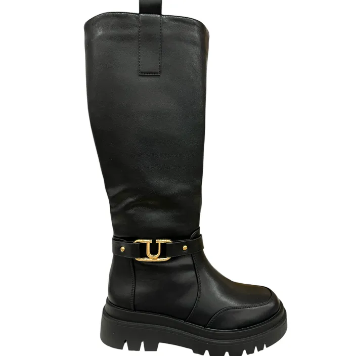 Stiefel Schwarz mit Niedrigem Absatz