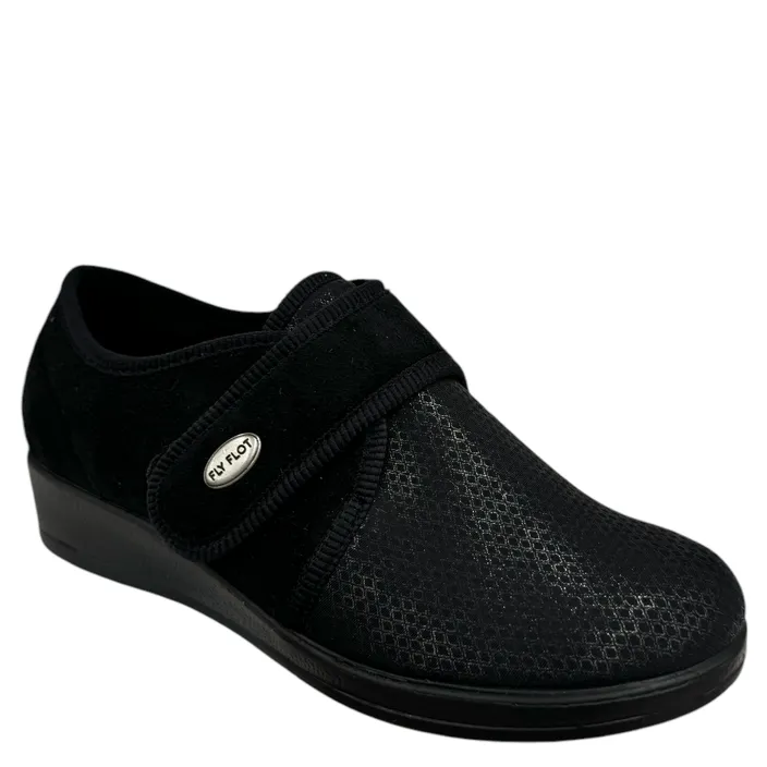 Fly Flot Pantoufles Textile Noir