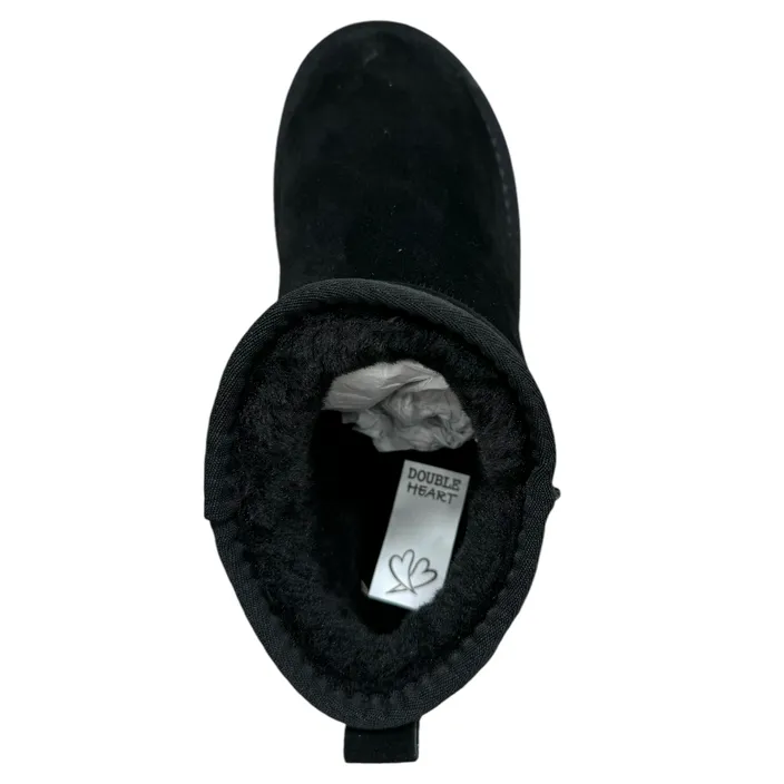 Double Heart Ankle Boots Black Suede