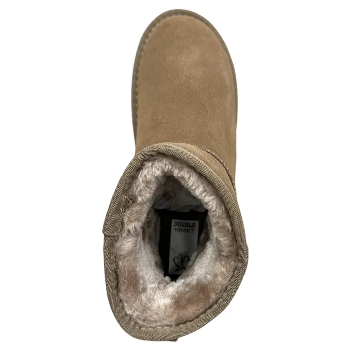 Double Heart Ankle Boots Taupe Suede