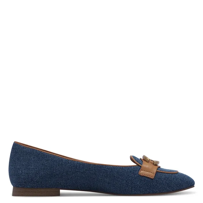 Tamaris Ballerinas Blue Leather Textile