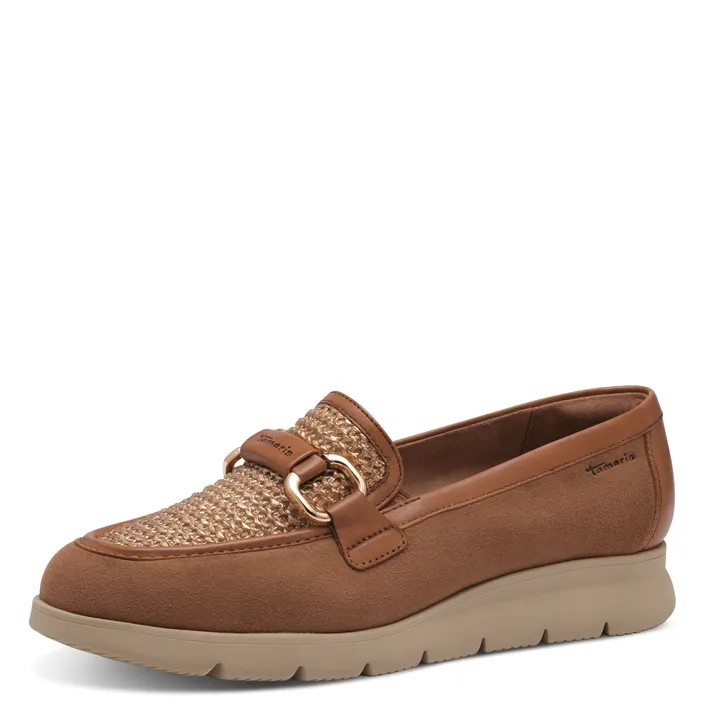 Tamaris Loafers Brown Leather-Textile