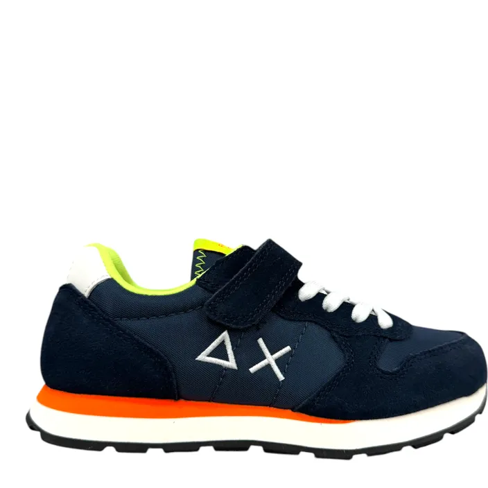 Tom Solid Sneakers Blauw Leer-Textiel
