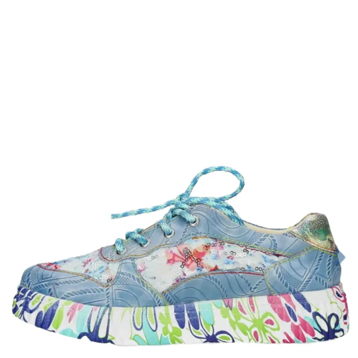 Laura Vita Sneakers Bleu Cuir-Textile