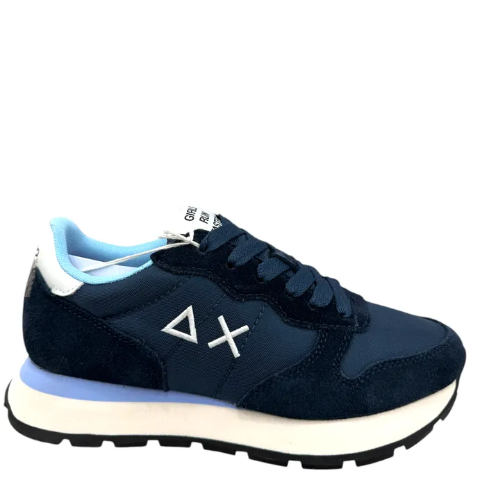 Ally Solid Nylon Sneakers Blauw Leer Textiel