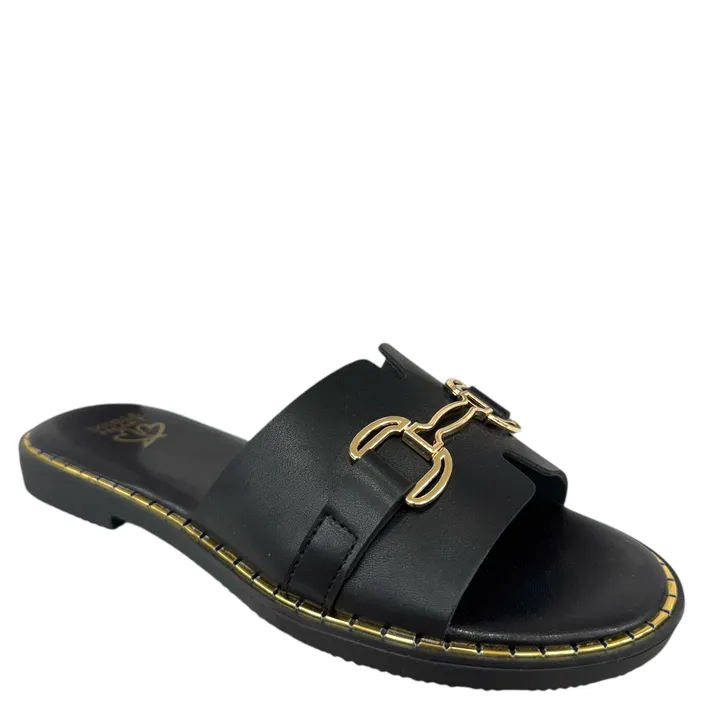 Double Heart Mules Zwart