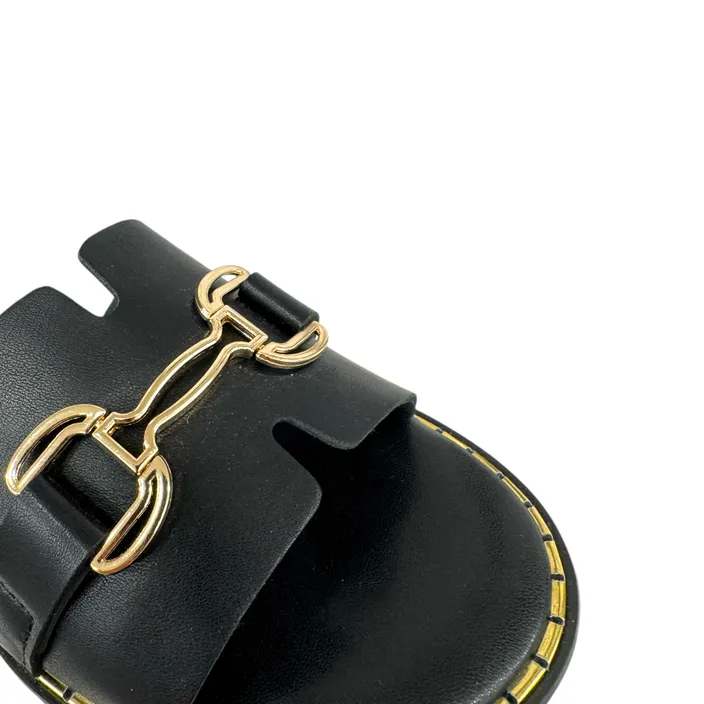 Double Heart Mules Zwart