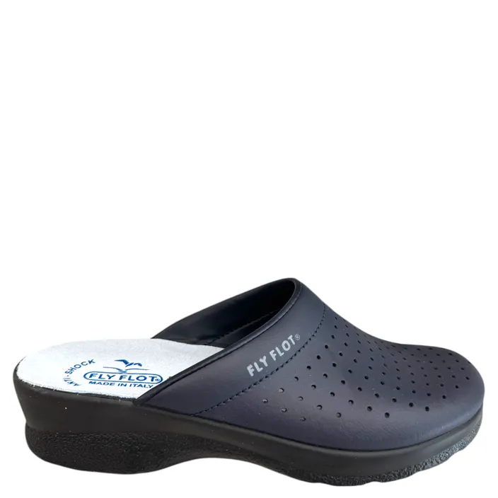 Fly Flot Clogs Blau Leder