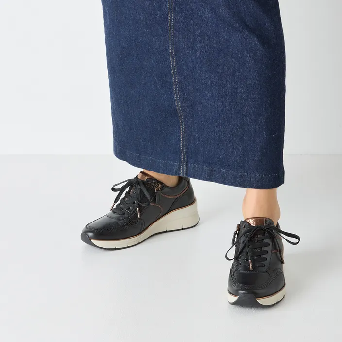 Tamaris Sneakers Black Leather-Textile