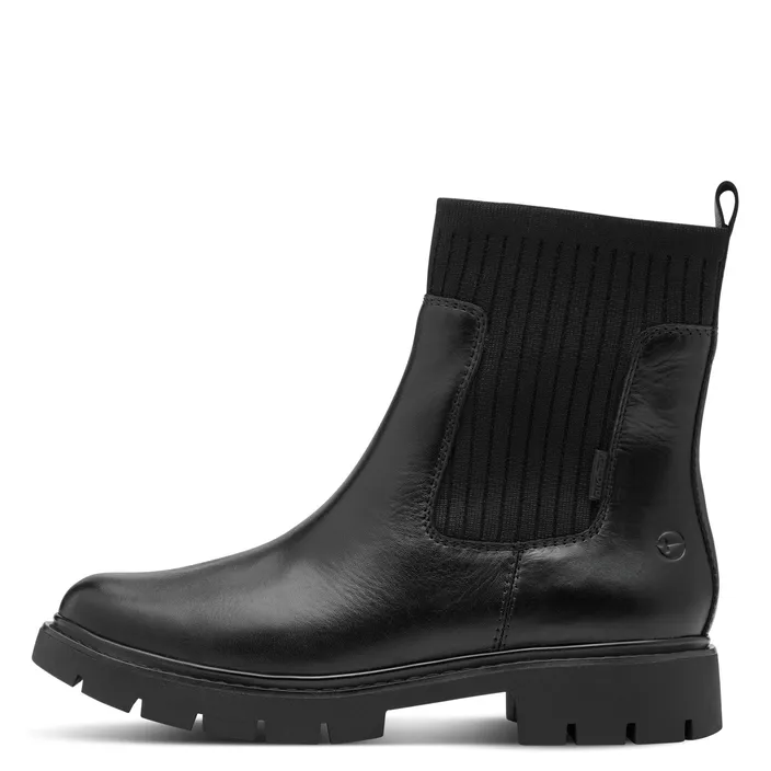 Tamaris Comfort Ankle Boots Black Leather-Textile