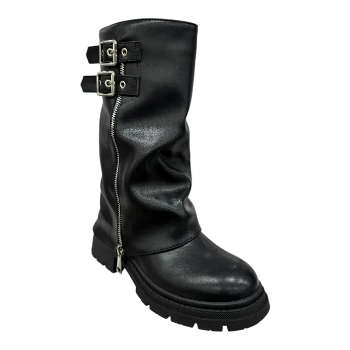 Mid-calf Boots Black with Heel