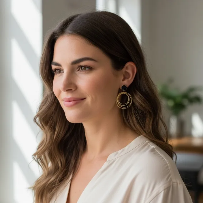 Access Ohrringe Schwarz Gold