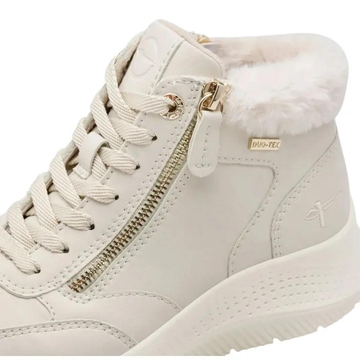 Tamaris Comfort Duo Tex Ankle Boots Ivory Waterproof