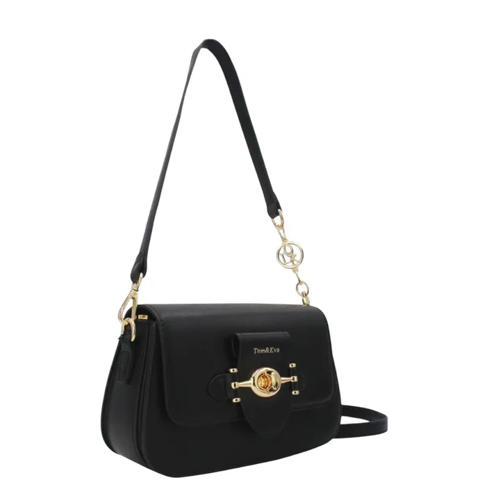 Umhängetasche Schwarz Metallverschluss