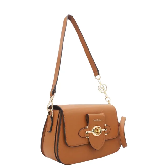 Crossbody Bag Brown Metal Closure