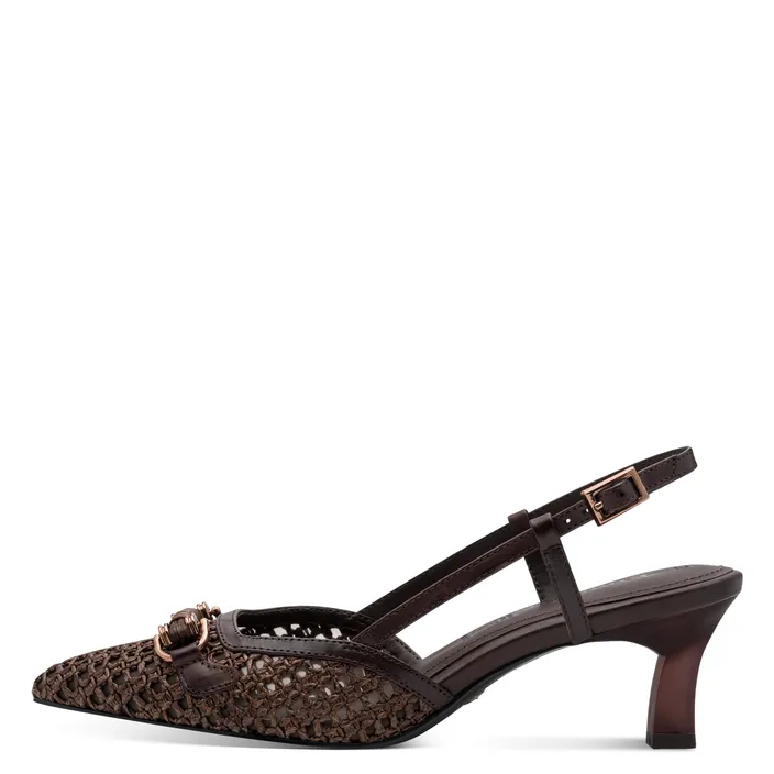 Tamaris Sandalen Slingback Bruin Leer-Textiel
