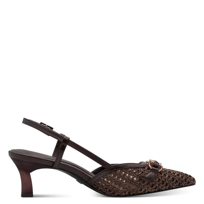 Tamaris Sandalen Slingback Bruin Leer-Textiel