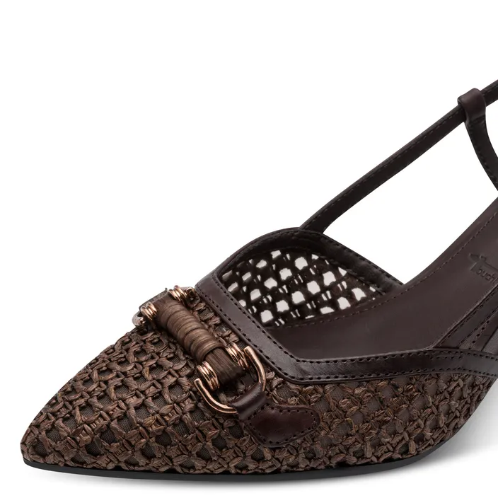 Tamaris Sandalen Slingback Bruin Leer-Textiel