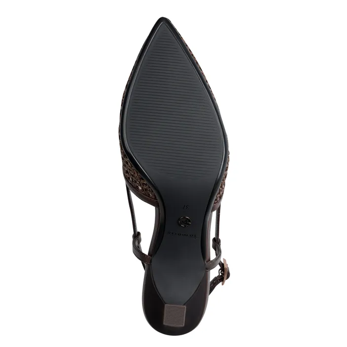 Tamaris Sandalen Slingback Bruin Leer-Textiel