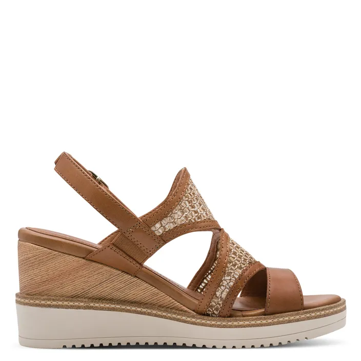 Tamaris Sandals Cognac Leather Textile