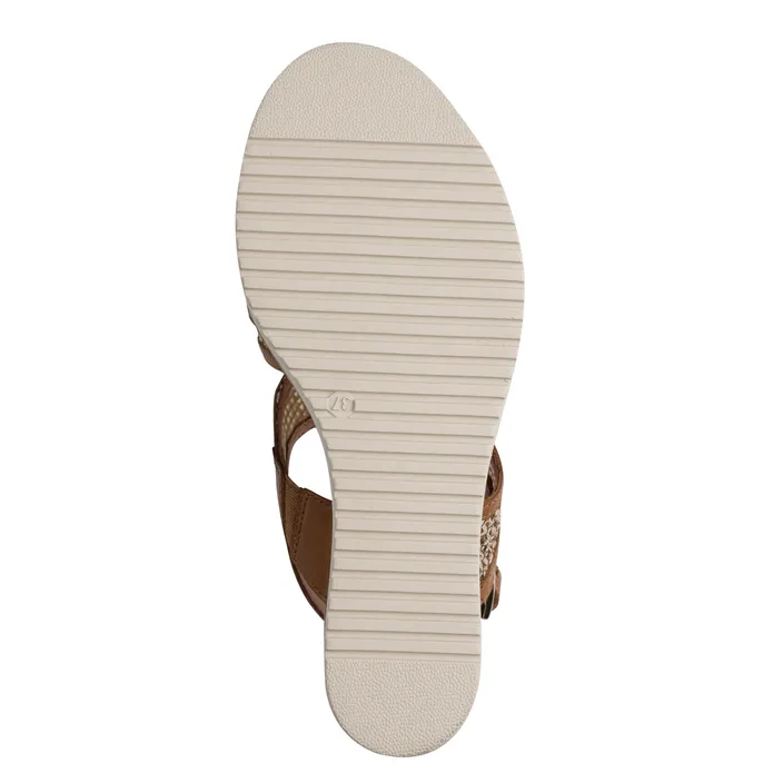 Tamaris Sandals Cognac Leather Textile