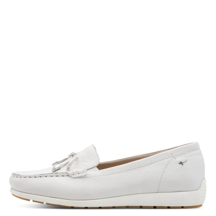 Mocassins Wit Leer