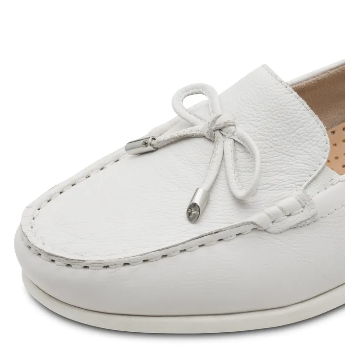 Mocassins Wit Leer