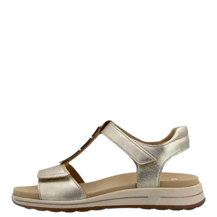 Keilsandalen Gold Leder