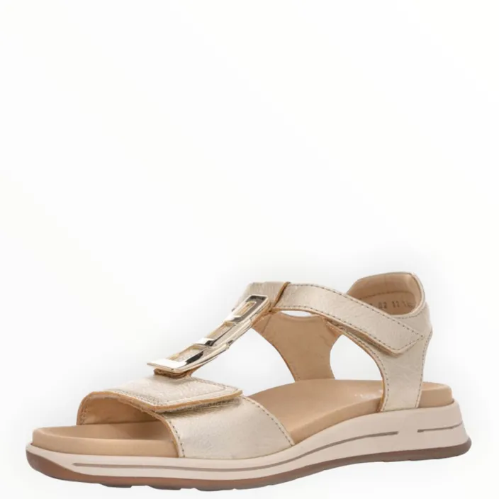 Wedge Sandals Gold Leather