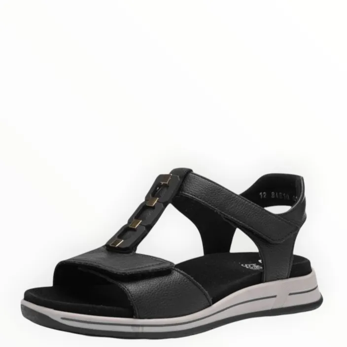 Wedge Sandals Black Leather