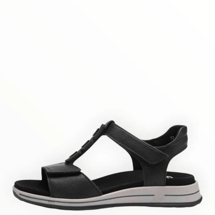Wedge Sandals Black Leather