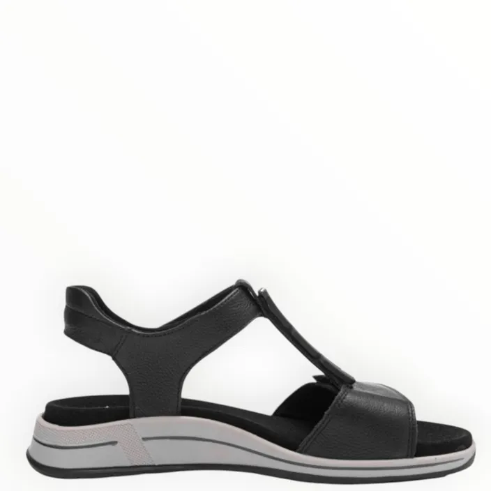 Wedge Sandals Black Leather